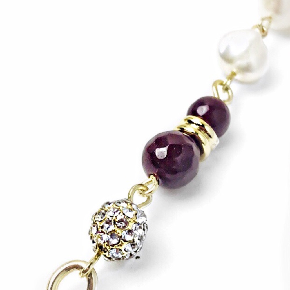 Multi Faceted Beads Crystal Pearl Chain Necklace - Picture 3 of 4